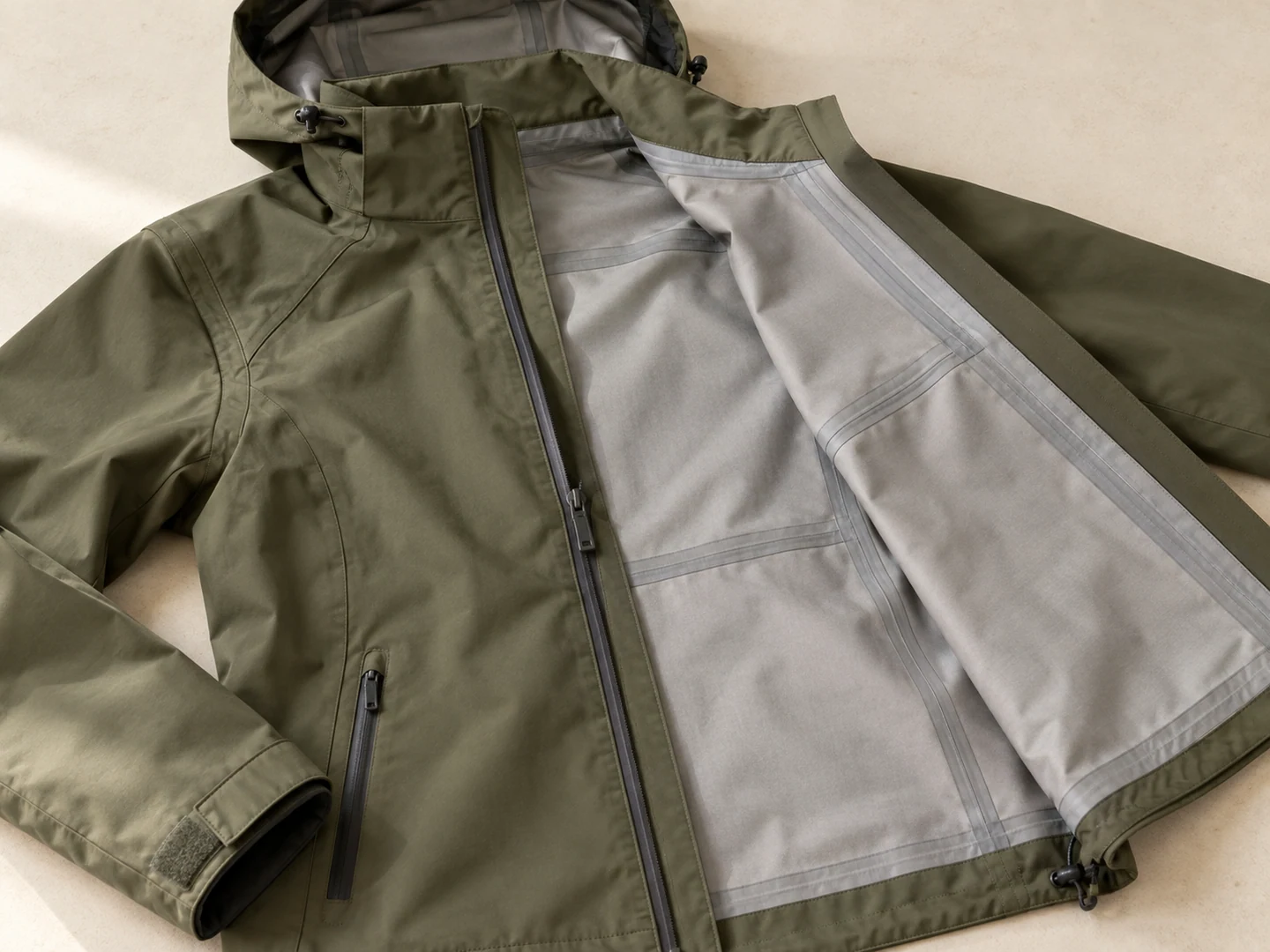 Laminated shell applied to a finished equestrian garment — generated application study