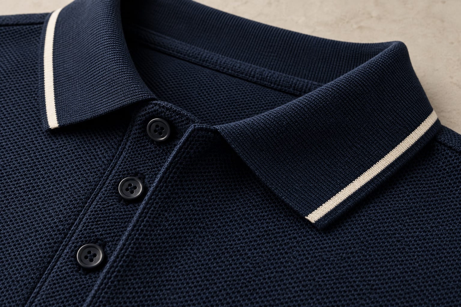 Piqué club polo construction and material close-up concept