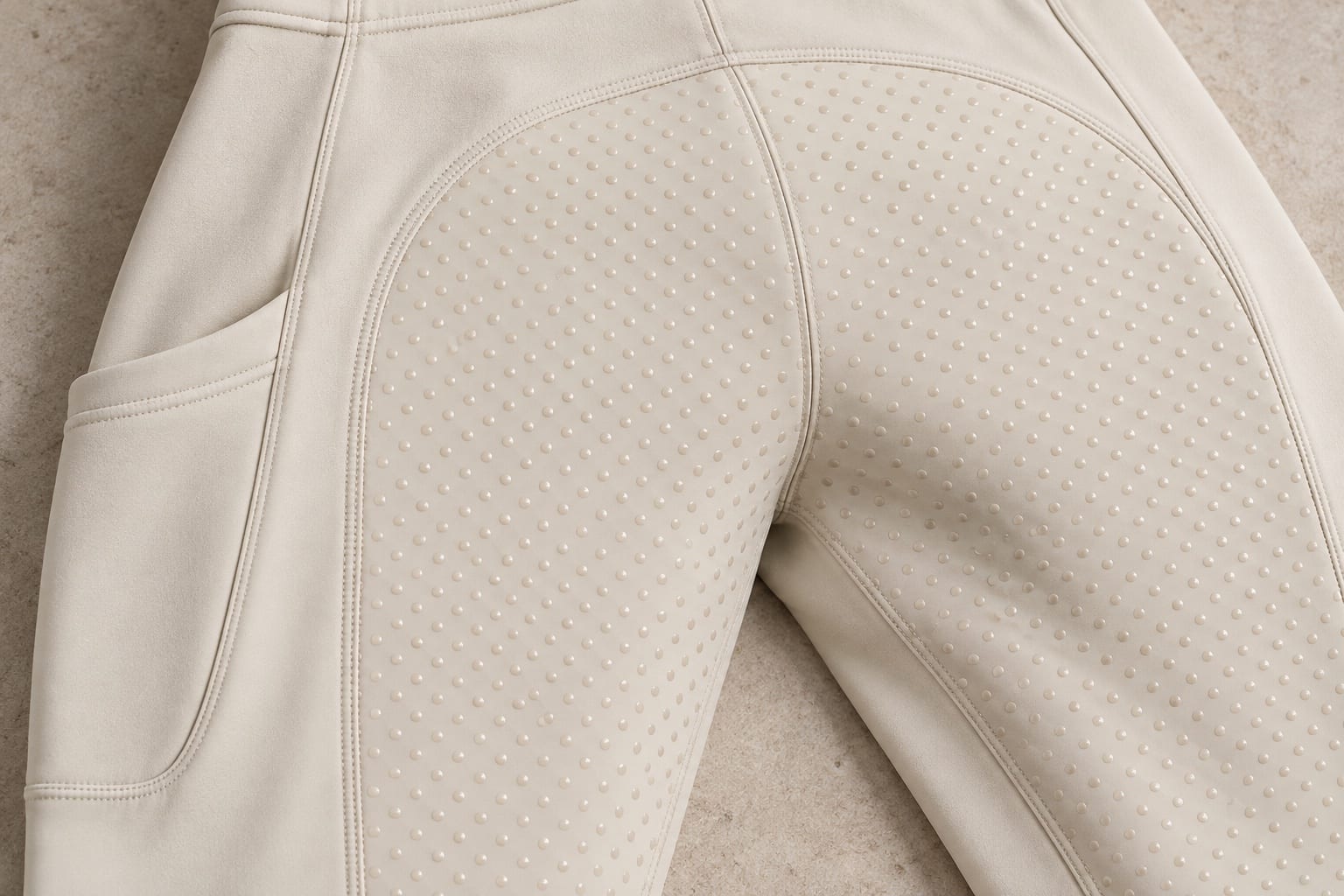 Riding breeches material and construction detail concept