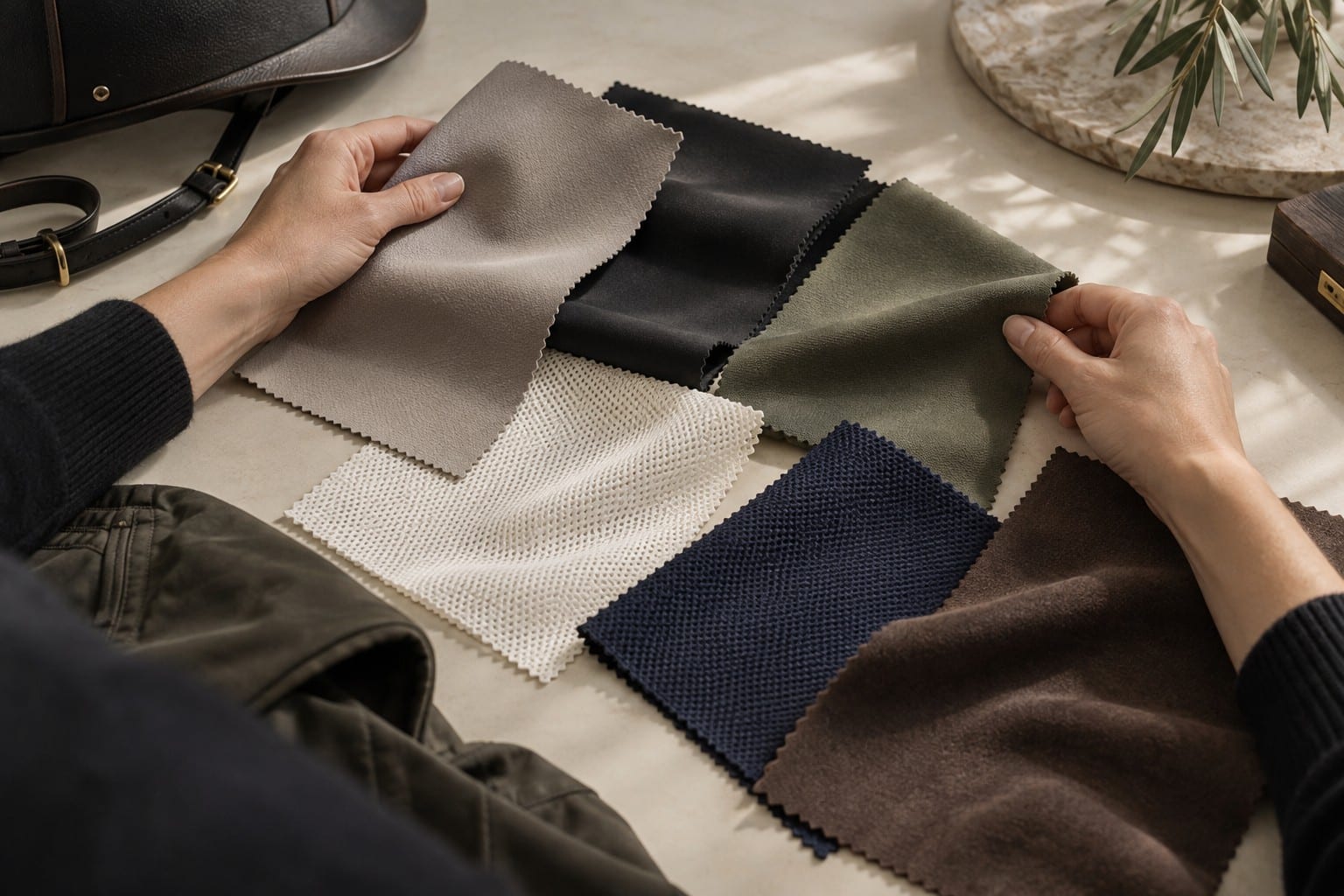 Fabric selection and swatch comparison concept