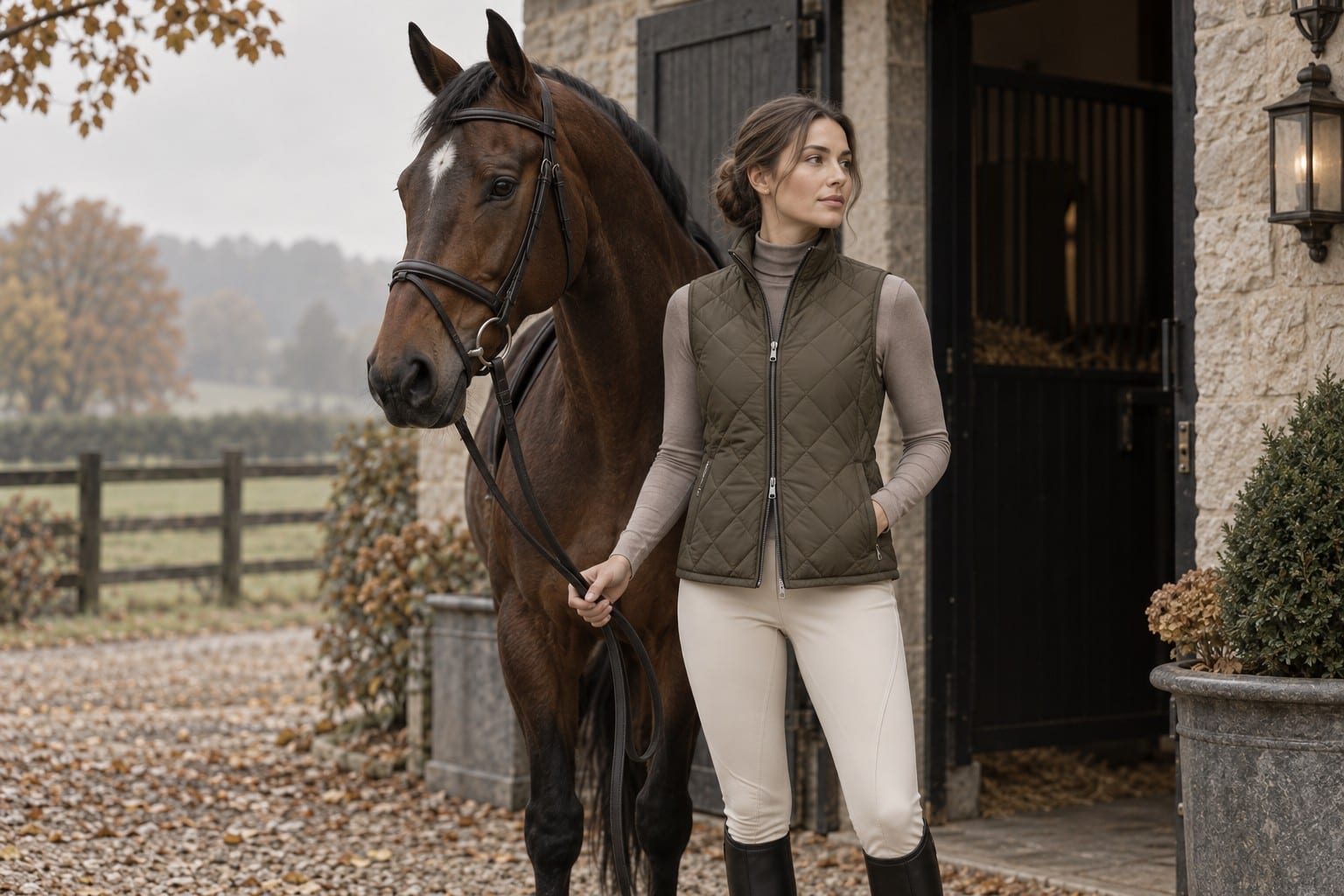 Equestrian outerwear in an equestrian setting — original campaign concept