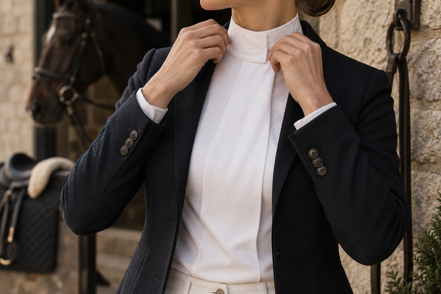 Show shirts in an equestrian setting — original campaign concept